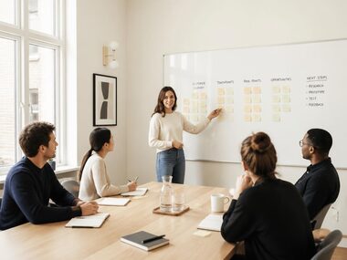 Presentation of a shortlist during a client meeting.
