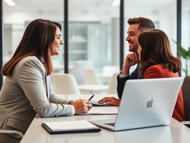 Recruitment interview, two people facing each other in an office