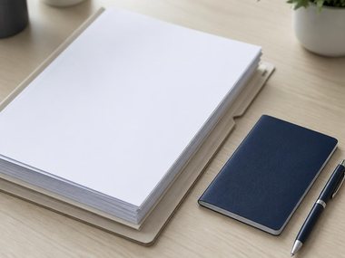 Administrative file and travel document on an office desk